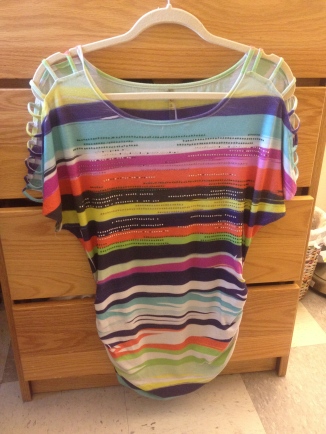Multicolored String-Shouldered Top