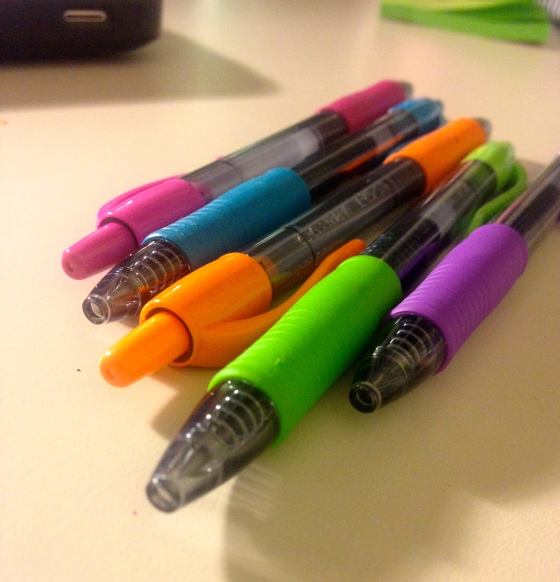 Multi-colored pens for taking notes